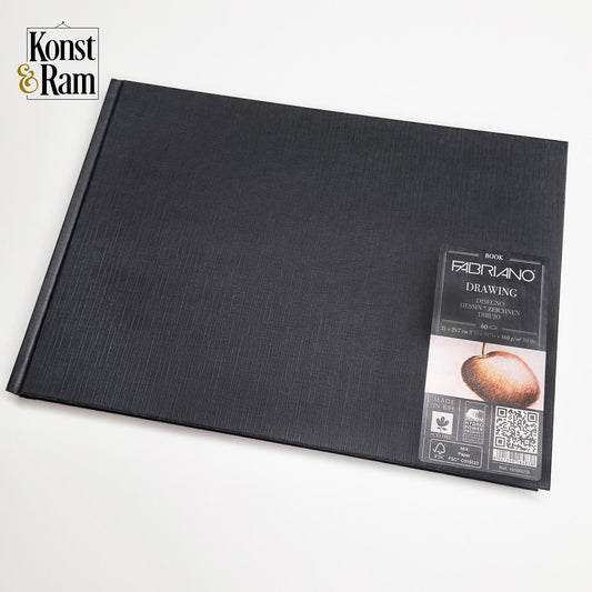 Ritbok A4 Fabriano 160 gr Svart Landskapsformat