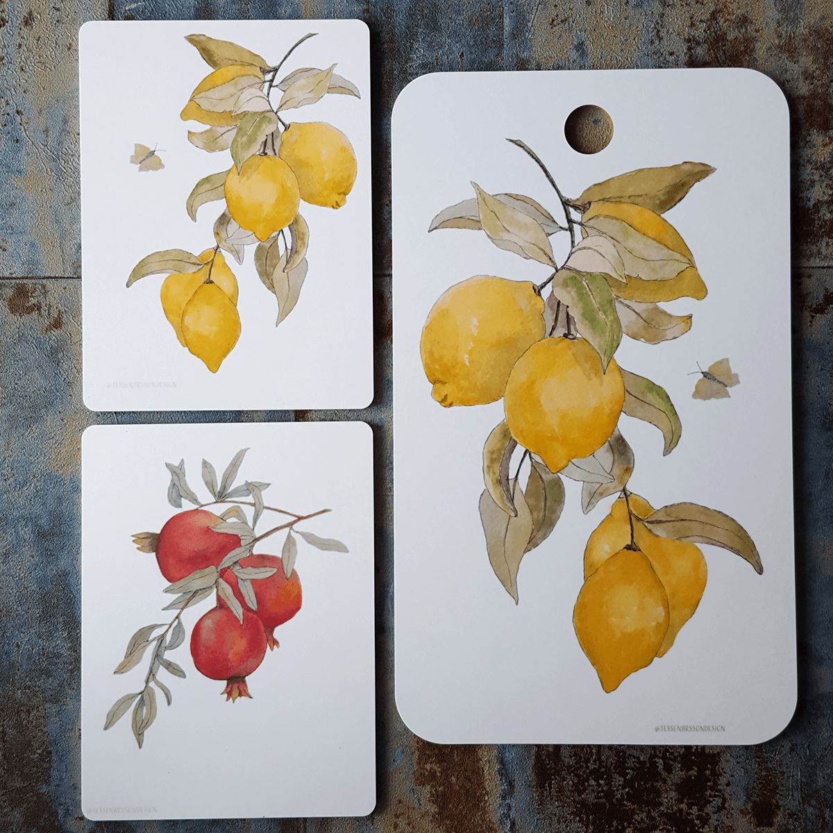 Smörgåsbräda/Miniskär Sunny Lemons 15x20 cm