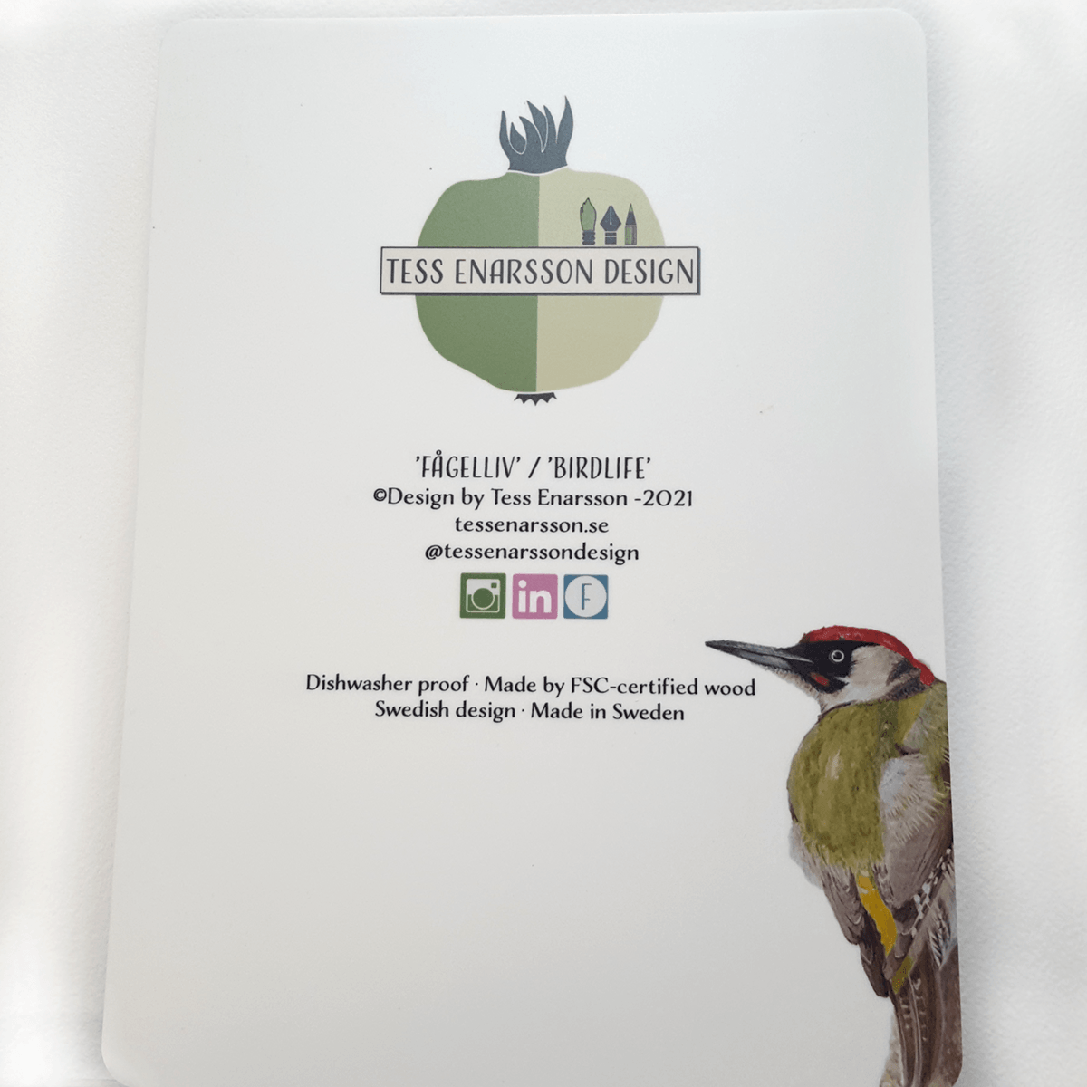 Smörgåsbräda/Miniskär Fågelliv 20x15 cm