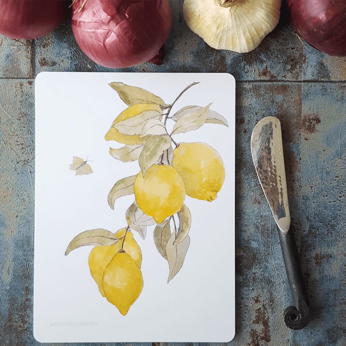 Smörgåsbräda/Miniskär Sunny Lemons 15x20 cm