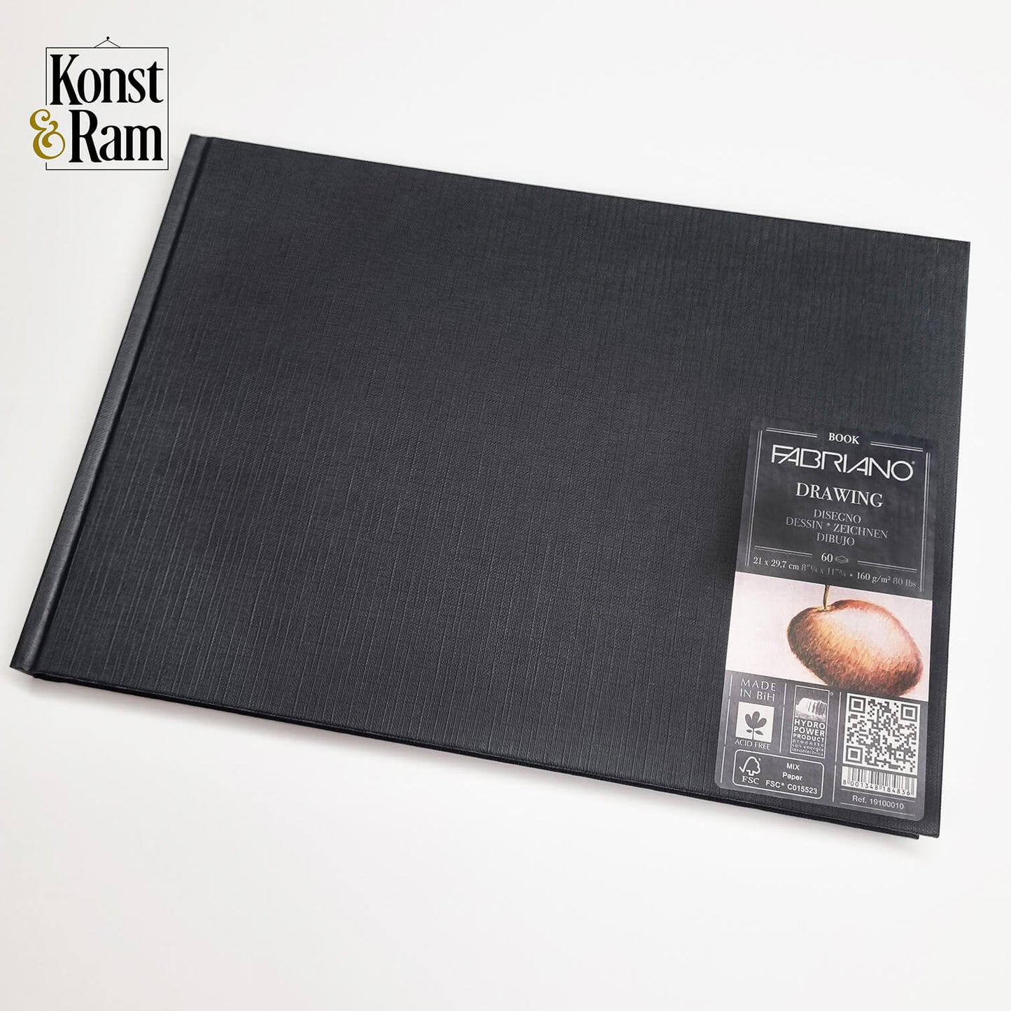 Drawing book A4 Fabriano 160 gr Black Landscape format