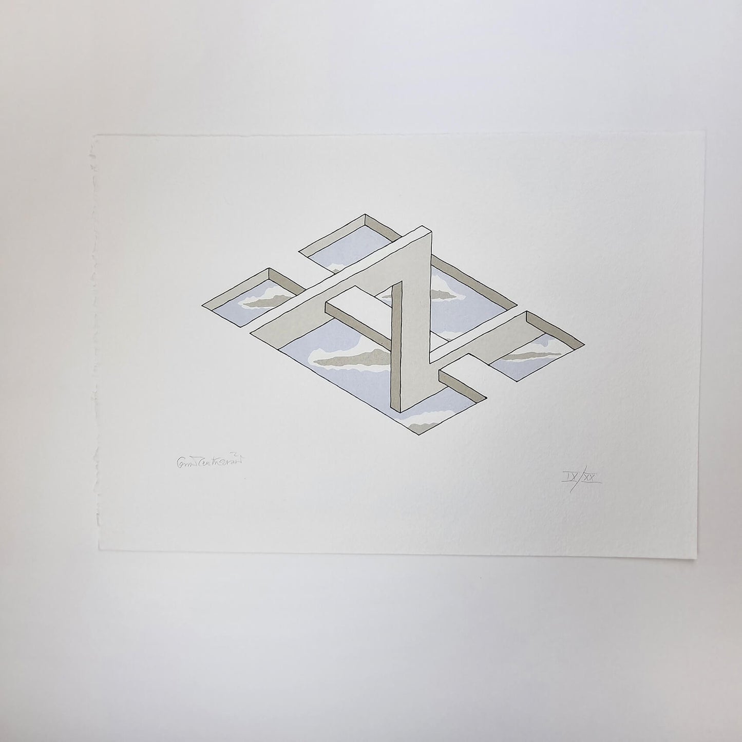 Oscar Reutersvärd Tryck Blå moln 9/20