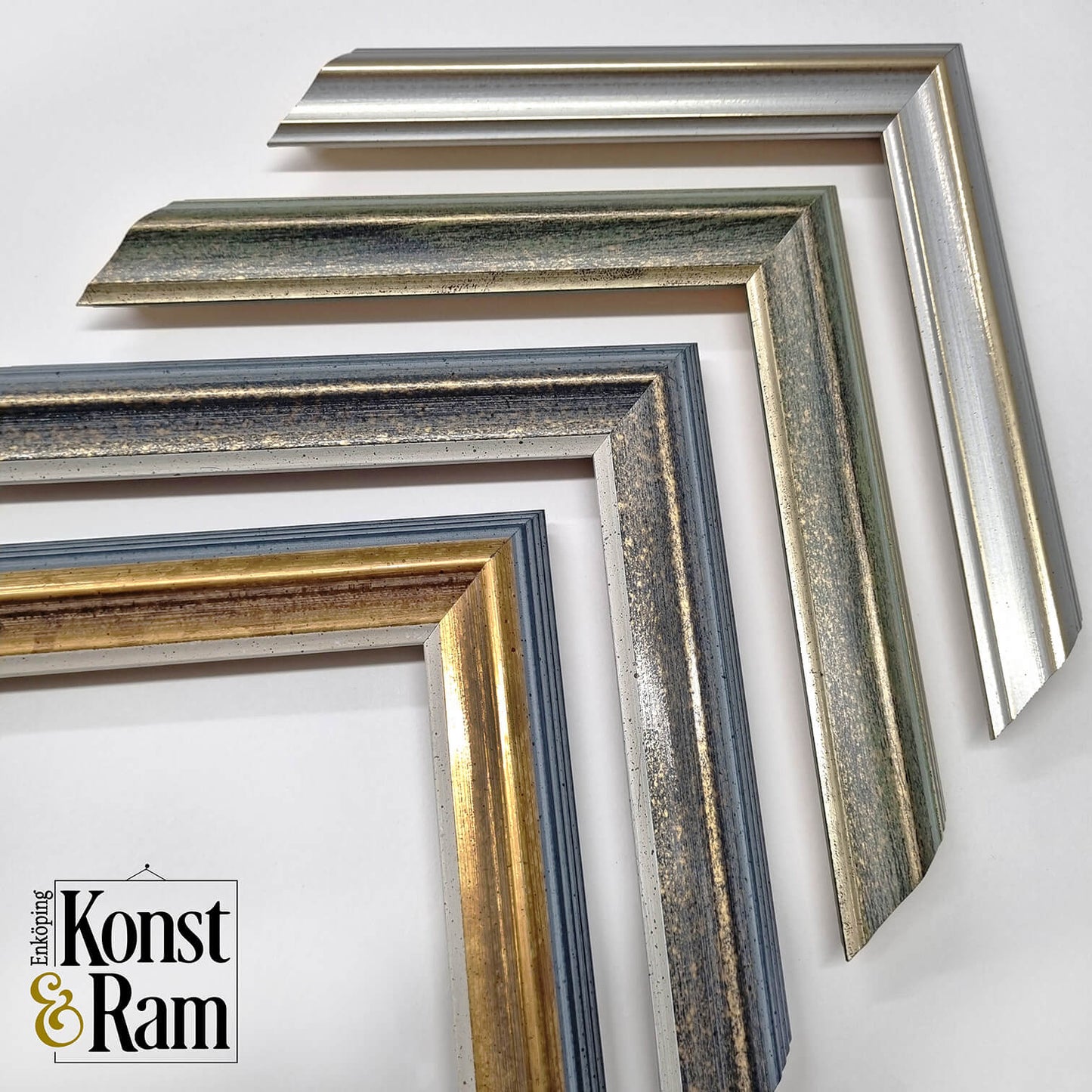 Frame 'Gustav lll' Gold/blue &amp; Silver 30 mm