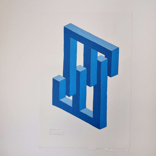 Oscar Reutersvärd Tryck Blå nr 56/75