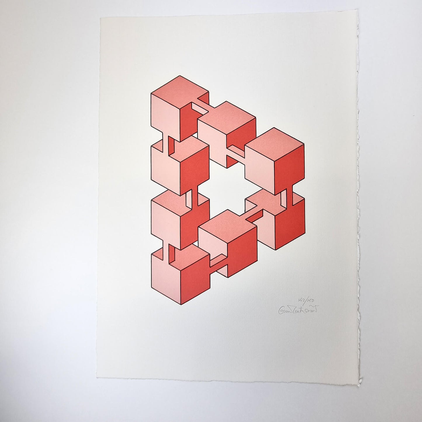 Oscar Reutersvärd Tryck Röda kuber Nr 142/150