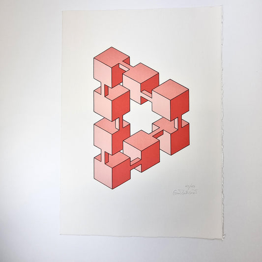 Oscar Reutersvärd Tryck Röda kuber Nr 142/150