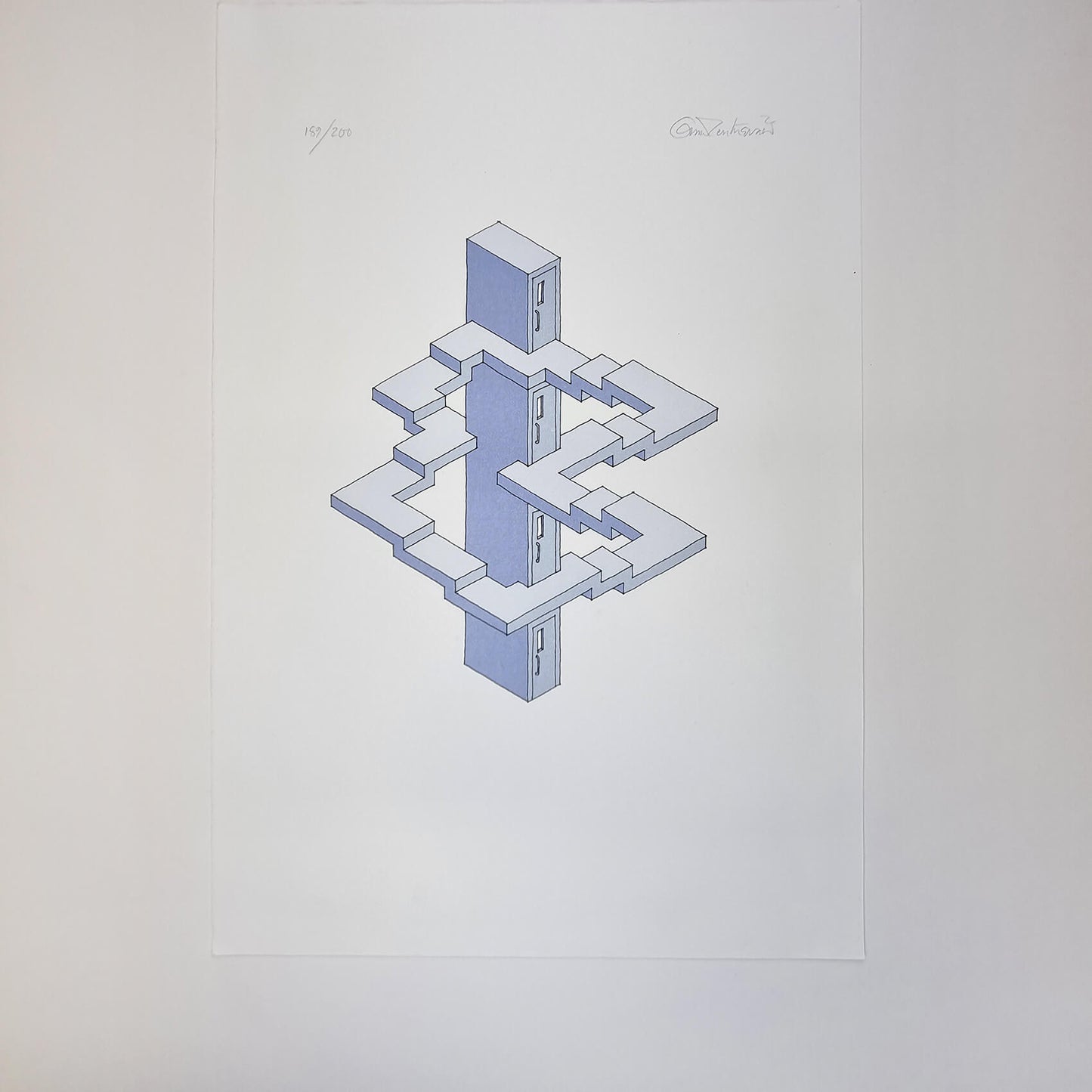 Oscar Reutersvärd Tryck Trappor Blå nr 189/200