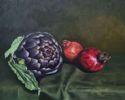 'Kronärtskocka med granatäpplen' Originalkonst